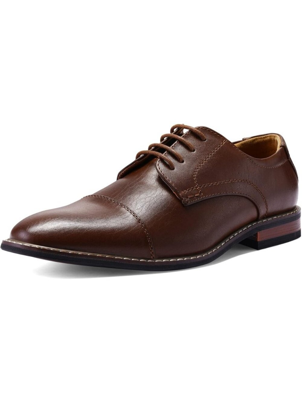 Men Brown Leather Wingtip Cap Toe Durable Sole Business Derby Oxford Dress Shoes